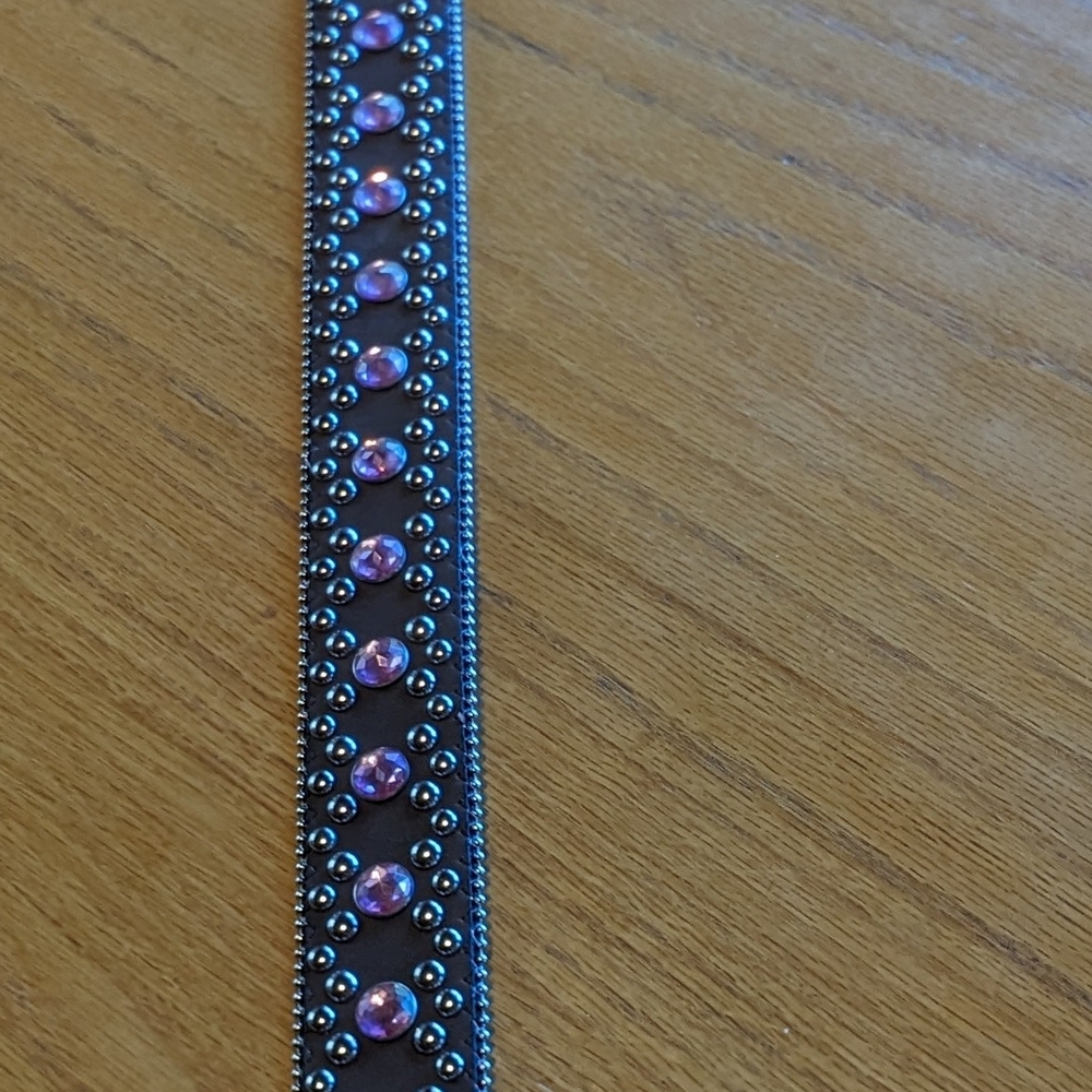Blazin Roxx Brown Belt with Silver & Pink Accents with Nocona Heart Buckle (L) - Picture 2 of 6
